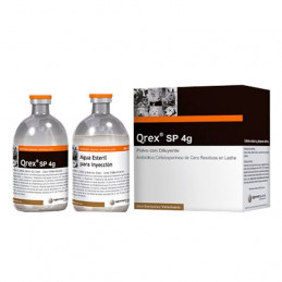 Qrex SP 4g + Agua Esteril 80ml, Antibiotico Cefalosporinico Inyectable, Agrovet