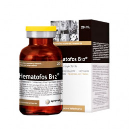 Hematofos B12 20ml, Estimulante multivitaminico Inyectable, Agrovet