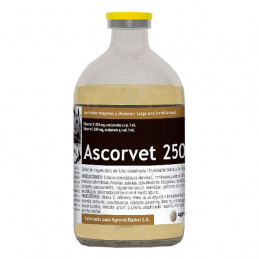 Ascorvet 250 100ml, Suplemento Vitamina C Inyectable, Agrovet