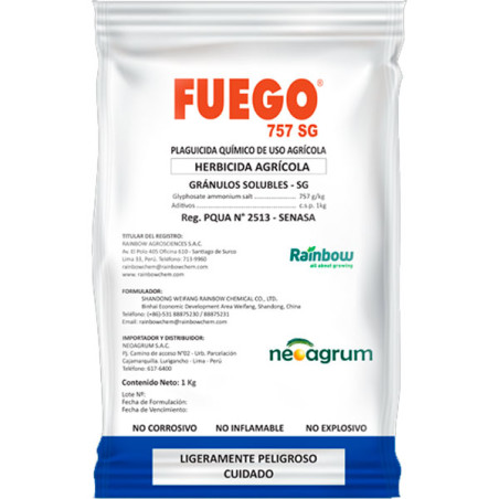 Fuego 757 SG 1Kg, Glyphosate ammonium salt Herbicida Sistemico No Selectivo Postemergente, Neoagrum